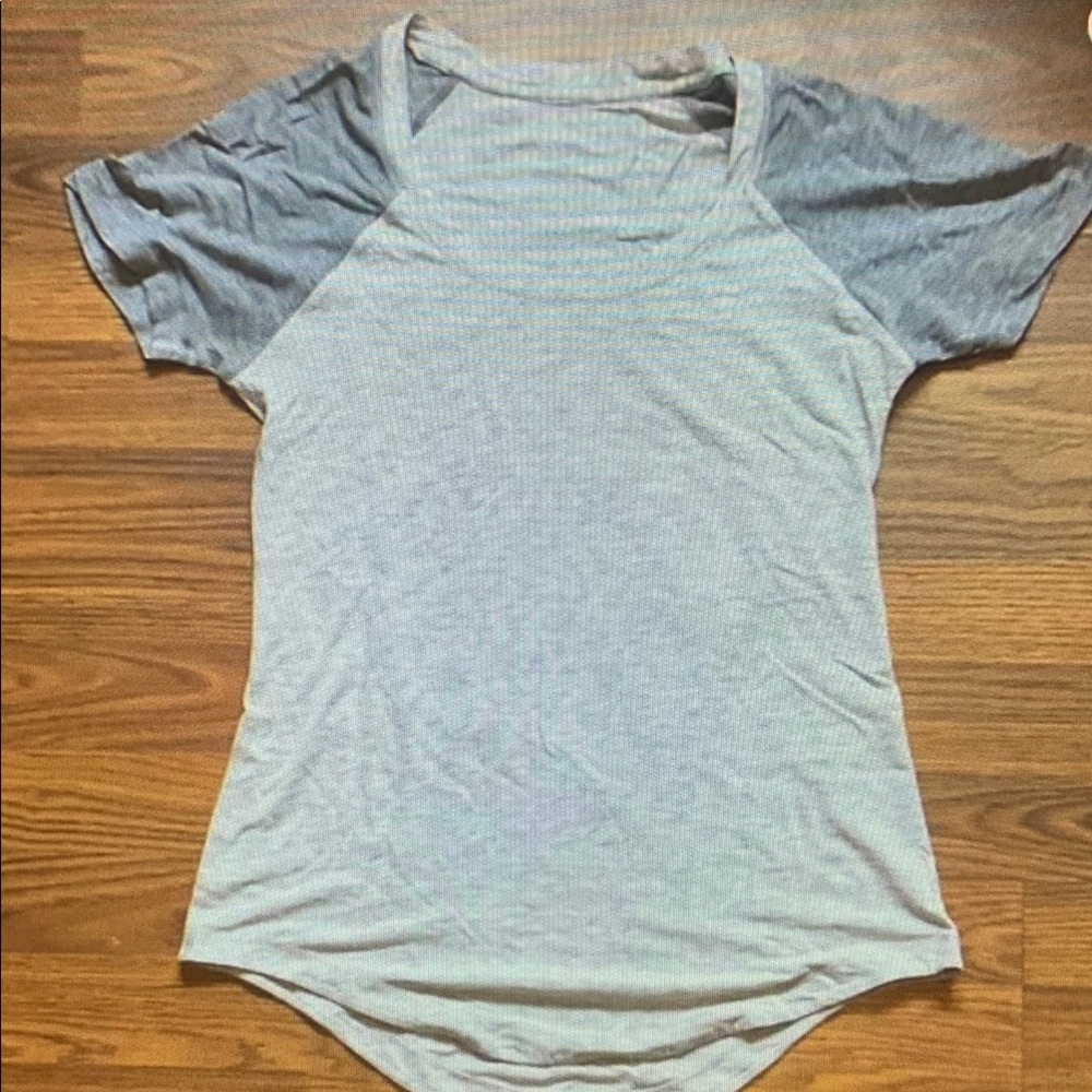 Gray and White Women's Raglan Top
